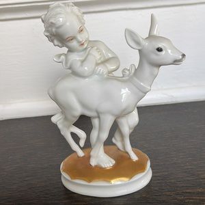 Vintage Rosenthal Germany M.H. Child With Deer/Bambi Porcelain Figurine